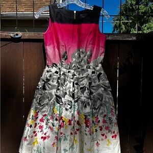 Just...Taylor Black and Pink Floral Midi Dress with pockets